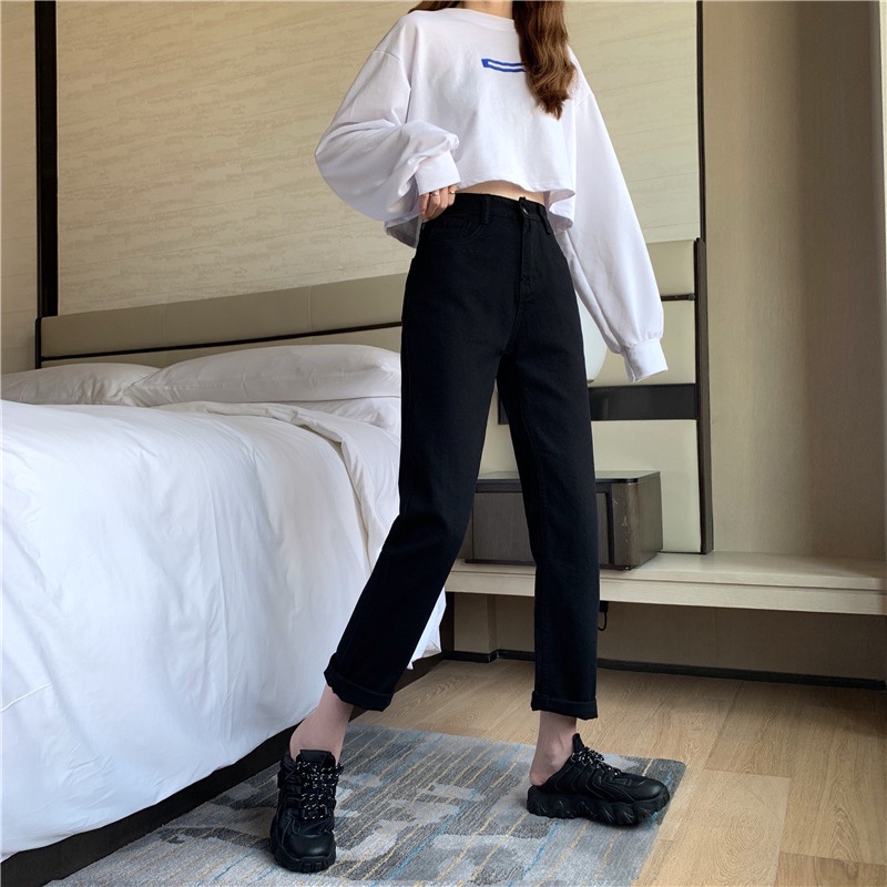 NRVP Quần Jeans Nữ Ống Rộng Thời Trang Hàn Quốc