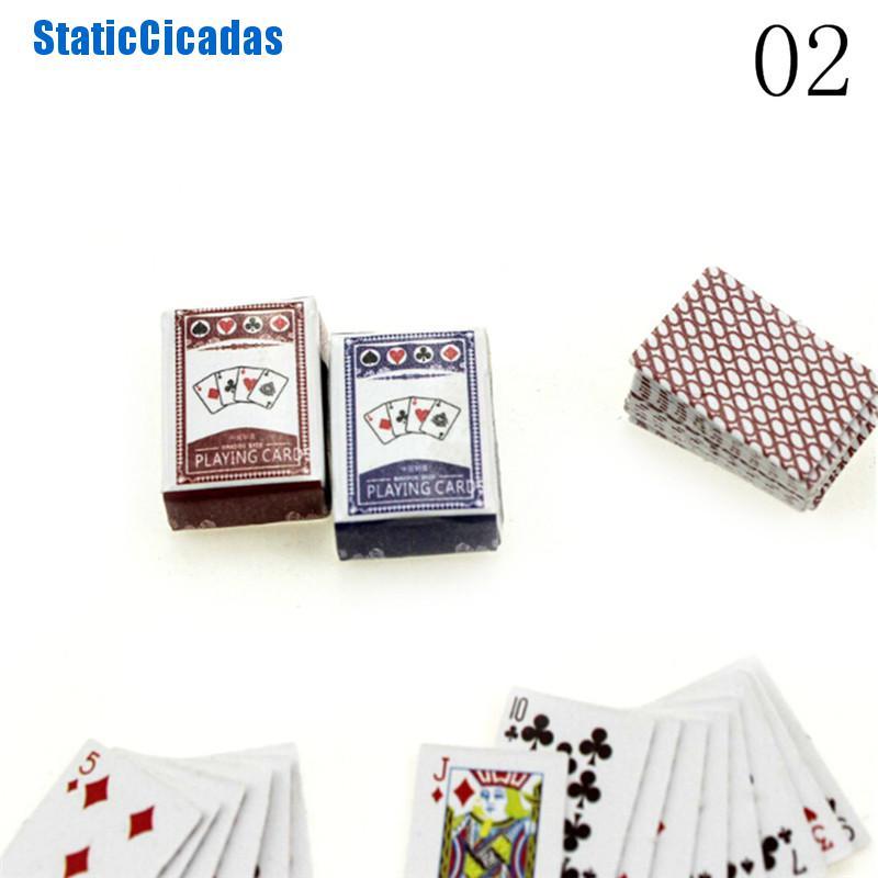 1 Set 1 Bộ Bài Poker Trang Trí Nhà Búp Bê Tỉ Lệ 1: 6 / 1: 12
