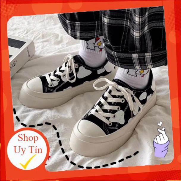 Giày thể thao nữ đế bằng bánh mì basic độn đế vải canvas bata mới hot phong cách retro ulzzang đẹp cá tính đẹp