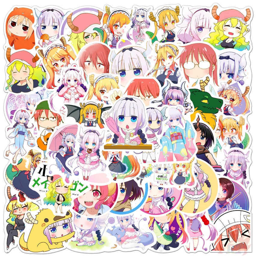 Bộ 50 miếng dán họa tiết anime Kobayashi 's Dragon Maid dòng 05 trang trí vali máy tính xách tay