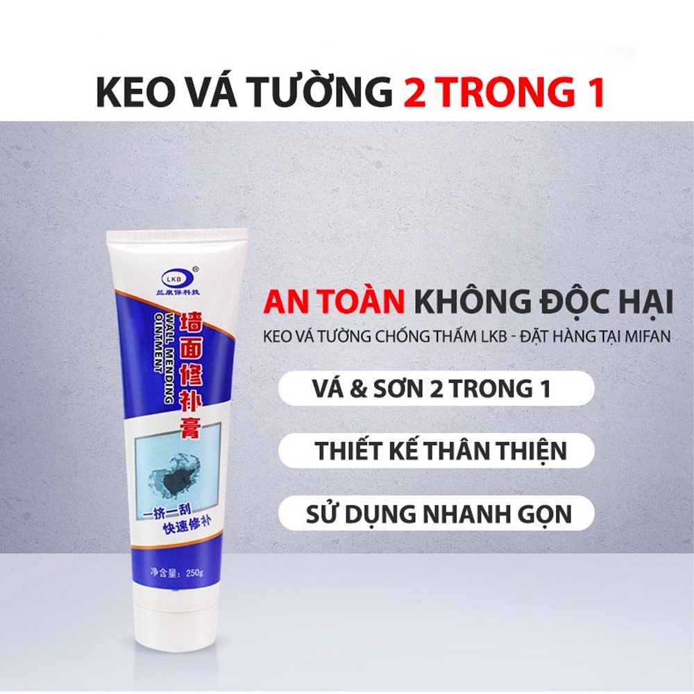 Keo Vá Tường Chống Thấm Chống Ẩm Mốc LKB 250gr - Trám Trét Vết Nứt Khe Hở Tường - Chống Mốc Ẩm Làm Sạch Tường