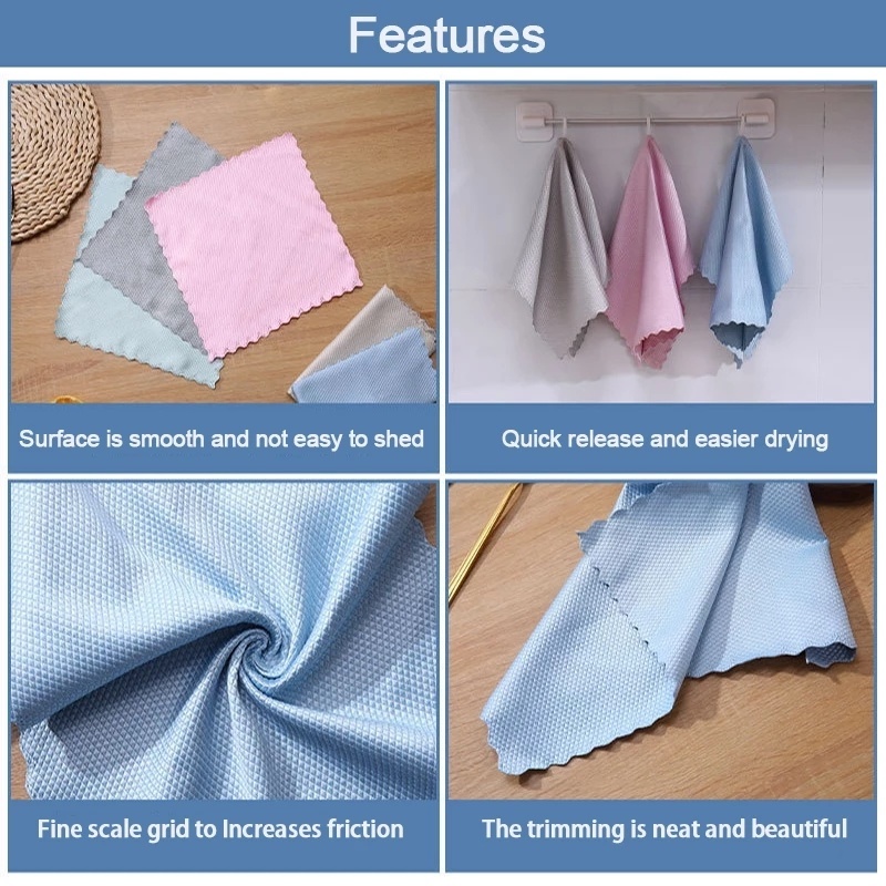 Khăn Lau Kính Bằng Sợi Microfiber 30x40cm Thấm Hút Tốt Tiện Dụng Cho Gia Đình
