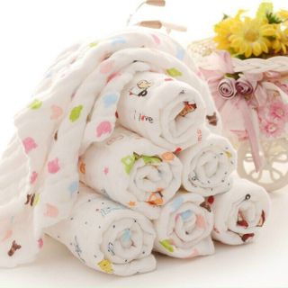 Khăn xô sữa 2 lớp xuất Nhật có họa tiết đáng yêu cho bé