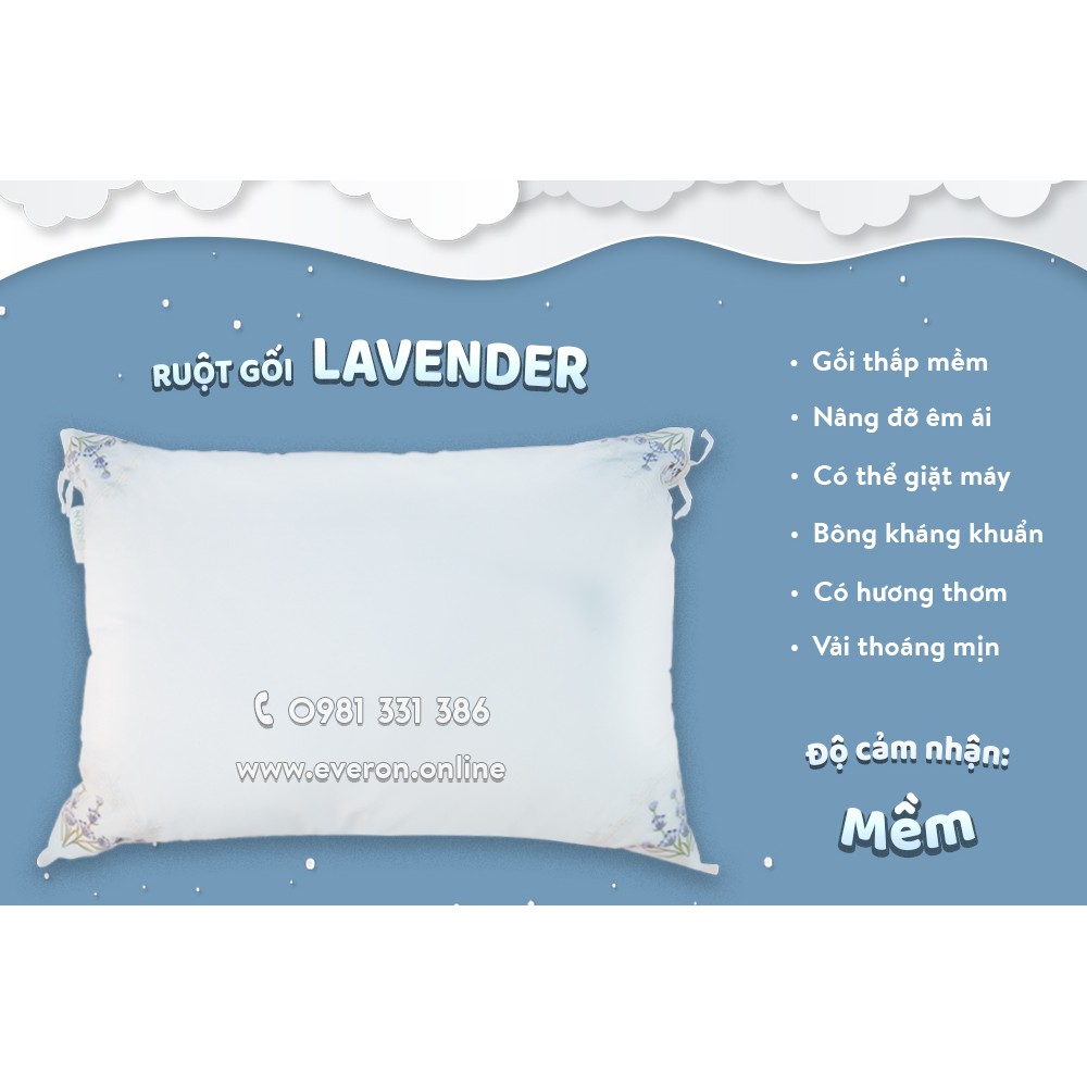 Ruột Gối Lavender Everon - Màu sắc: Trắng - Kích thước 45*65 - Hàng Chính Hãng