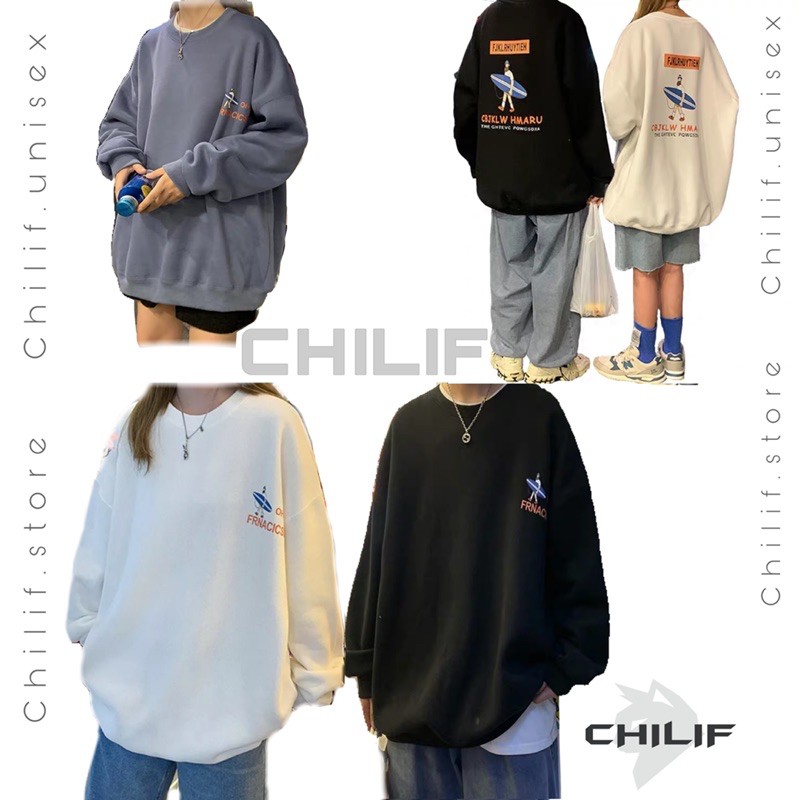 Áo Sweater lướt ván (chất nỉ lót bông, vải mịn siêu xinh ) [Video thật 100% CHILIF 🖤 freeship )