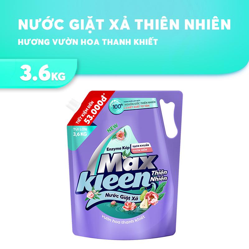 Combo Túi nước giặt xả thiên nhiên 3.6kg + Chai nước lau sàn ngọt ngào 3.6kg + Khăn lau đa năng MaxKleen