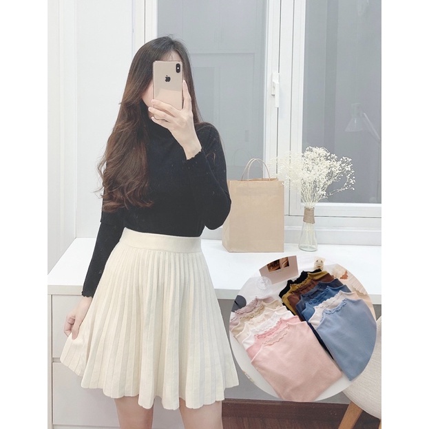 Áo cổ lọ viền xoắn