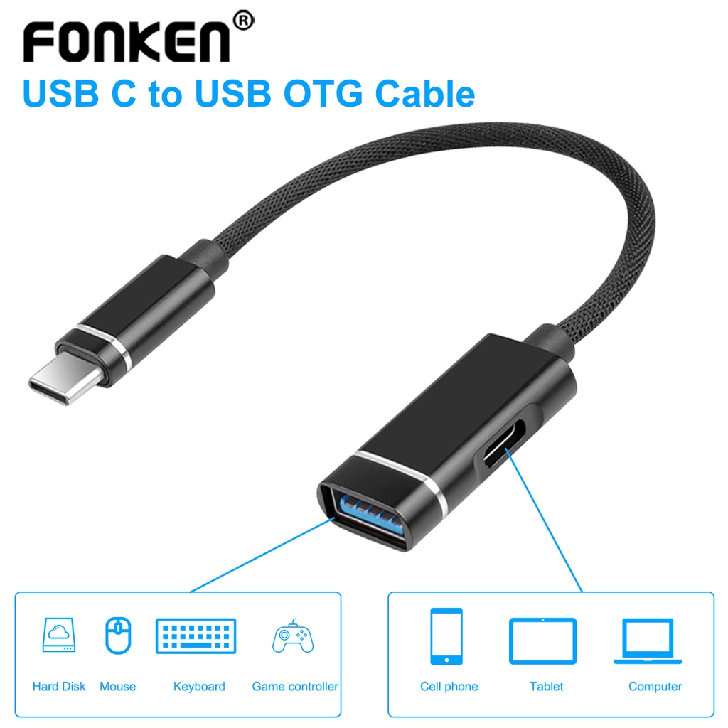 Dây cáp chuyển đổi FONKEN USB 2.0 sang Type C OTG USB C 2.0 dành cho laptop/ điện thoại