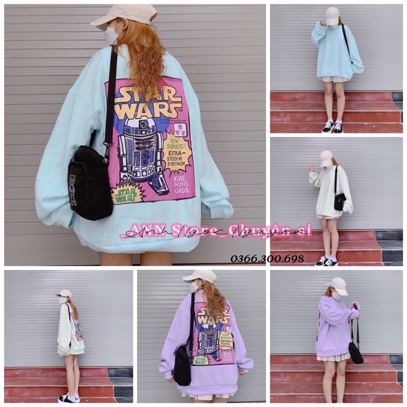 [Ảnh thật] Áo nỉ sweater cổ tròn nỉ ngoại Starwars dày dặn (annstore)