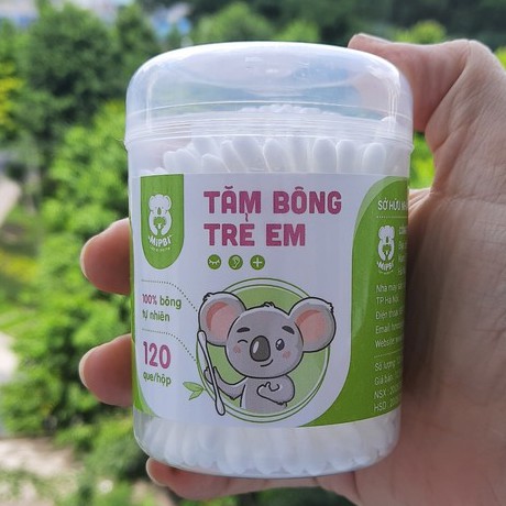 Tăm bông trẻ em kháng khuẩn Mipbi hộp 120pc