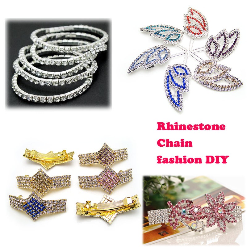 Cuộn Dây Chuỗi Đính Đá Pha Lê Lấp Lánh SS8-SS12 1Yard Dùng Trang Trí Quần Áo DIY