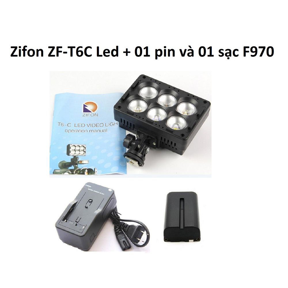 Đèn Led Video Zifon ZF-T6C Led Version II  + Bộ 01 pin và 01 sạc NP-F970