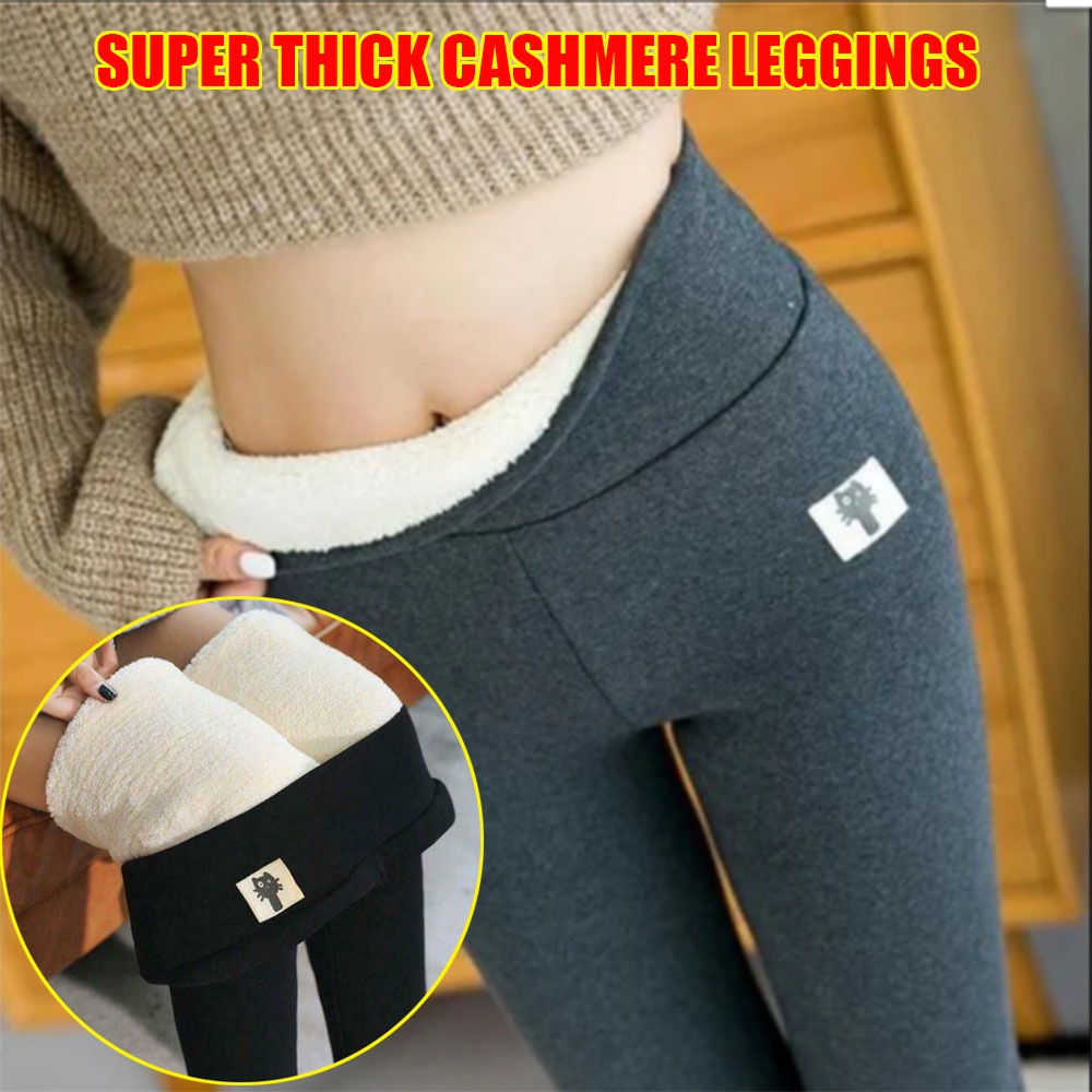 Quần Legging Lưng Cao Vải Len Lông Cừu Dày Giữ Ấm Mùa Đông Thời Trang Cho Nữ