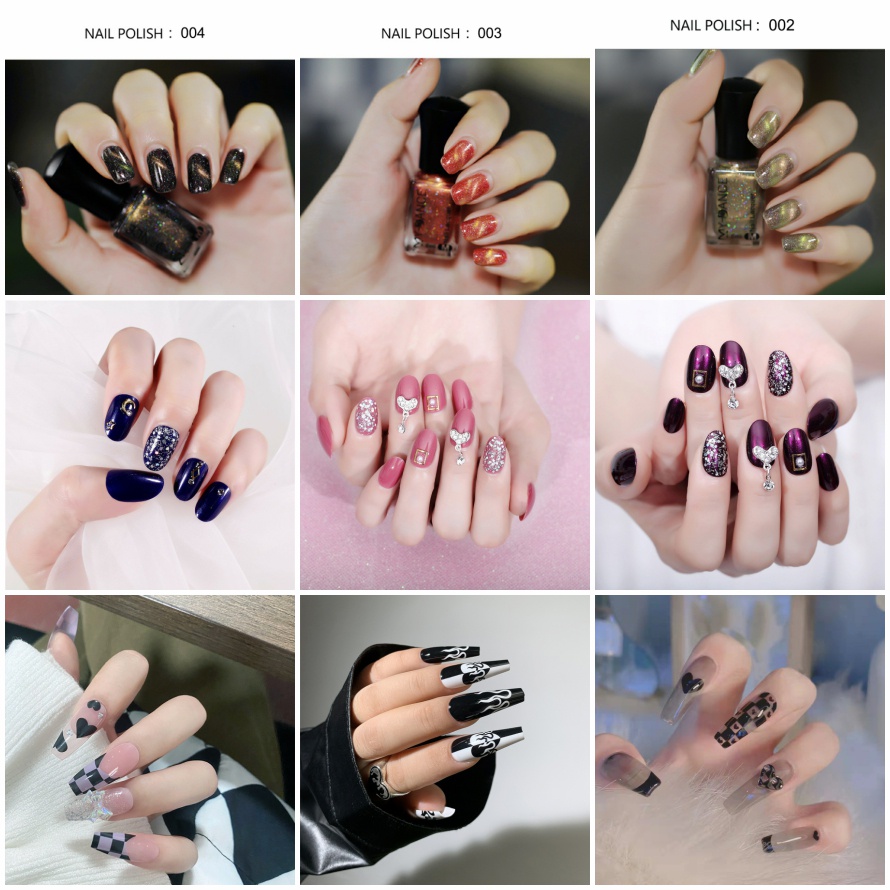 Móng giả đính đá Móng tay giả đính đá dài nhọn/Họa Tiết Trái Tim/ Nơ Thời Trang Có Keo Dán