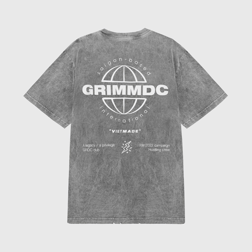 Grimm DC Áo Signature Destroyed collection | Worldwide tee // Grey
