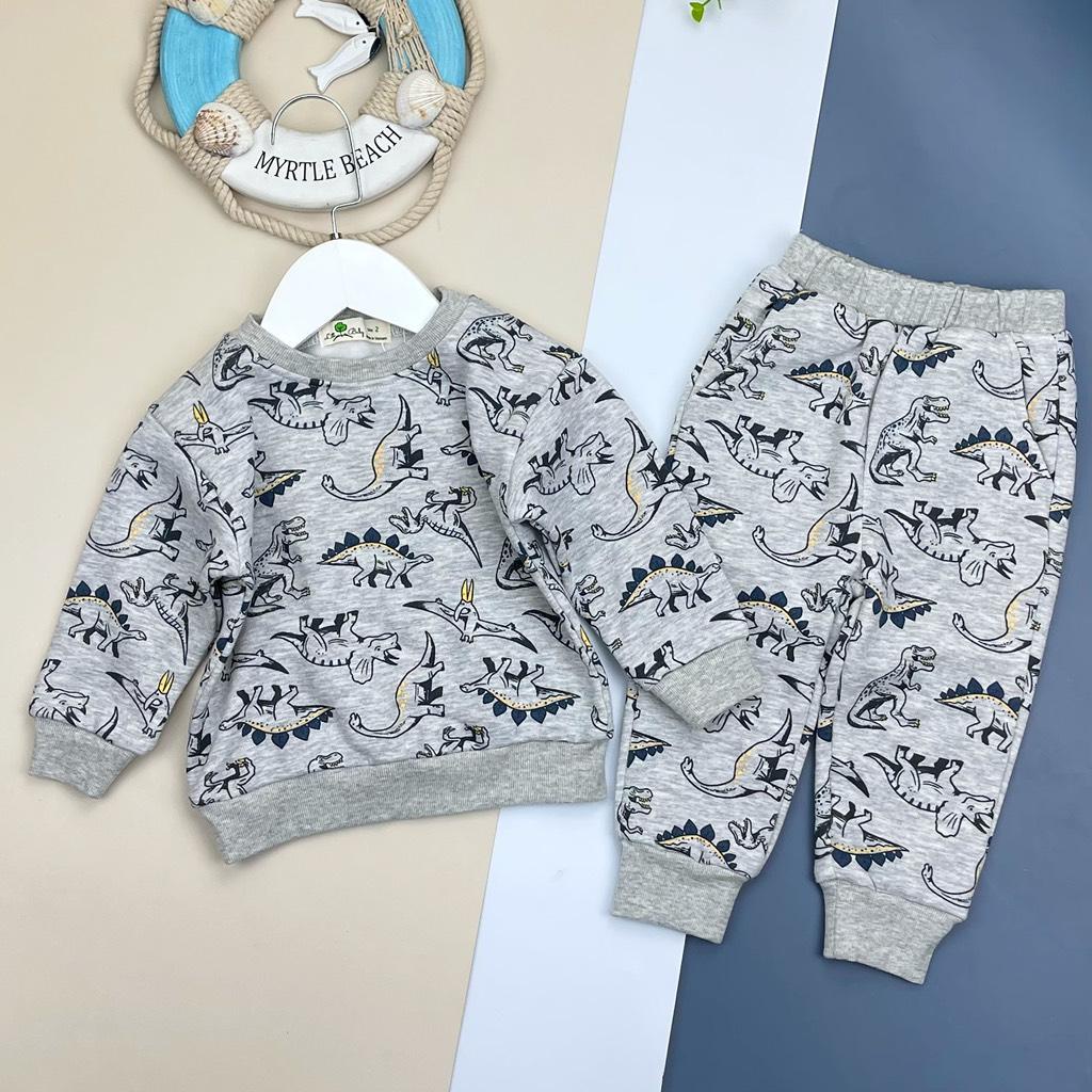 Bộ quần áo nỉ bông LITIBABY hình khủng long, mickey. Chất nỉ bông dầy, ấm size 2/9 tuổi. Mã BNB
