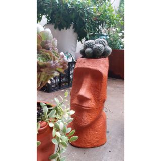 Chậu moai đất nung đỏ 20×20×35