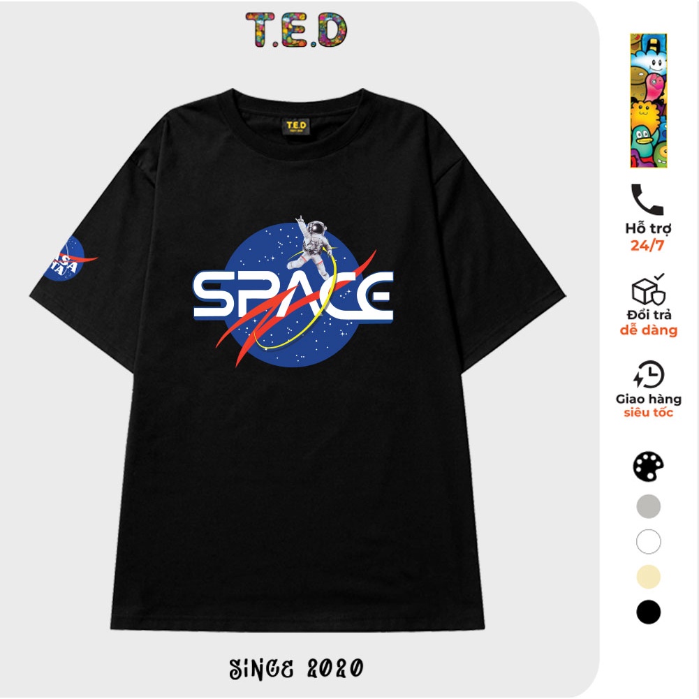 Áo thun SPACE NASA unisex cổ tròn cotton phom rộng dành cho nam nữ TED40