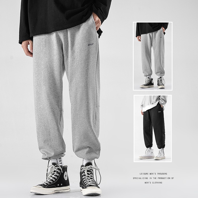 Quần Jogger Nam Nữ chất da cá Dáng Rộng Hoặc Ống Rộng Bo Chun Rút Gấu 2 Dáng Trong 1 Phong Cách Thể Thao