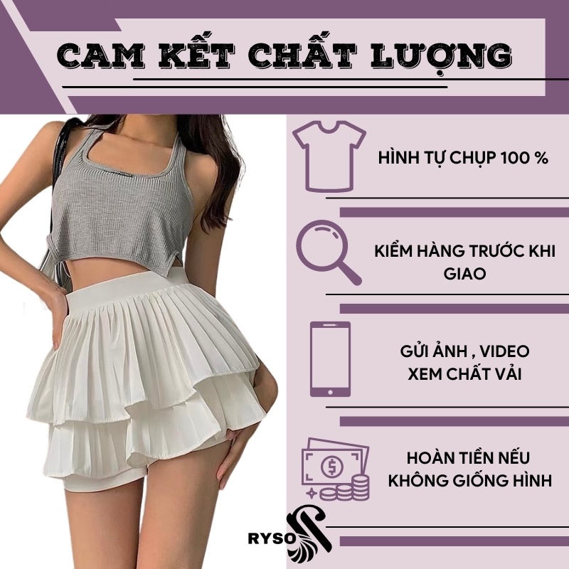 Chân Váy Xếp Li 2 Tầng RYSO Dáng Ngắn Xòe Phồng Cao Cấp