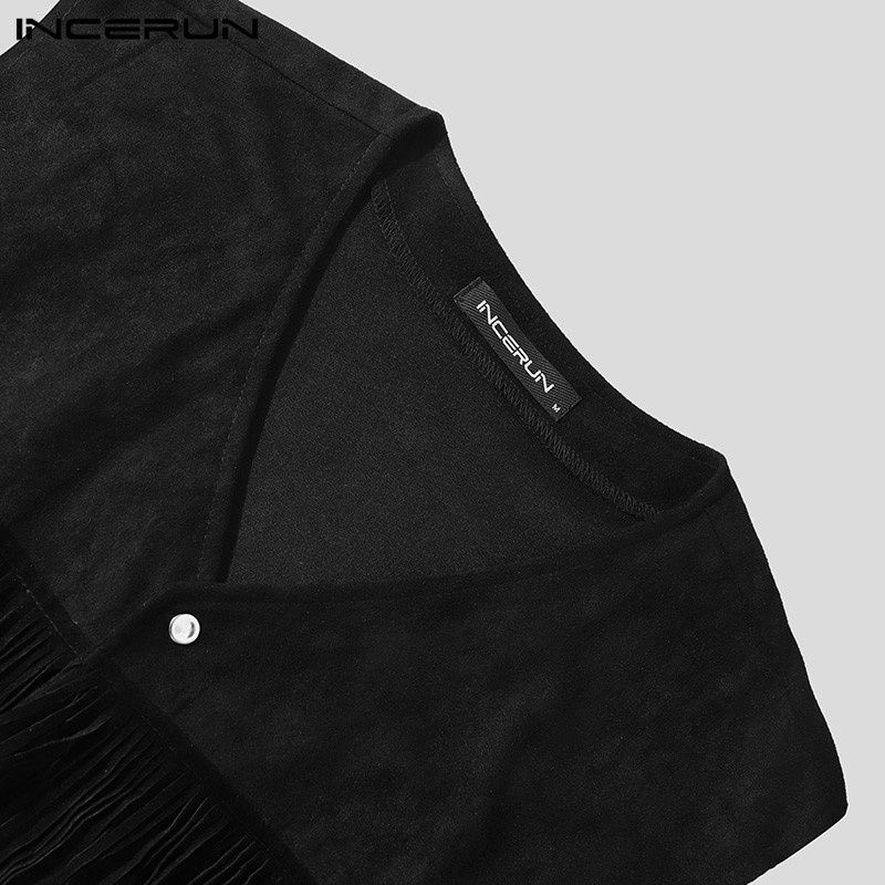 INCERUN Áo Khoác Tua Rua Không Tay Cài Nút Thời Trang Mùa Hè Cho Nam