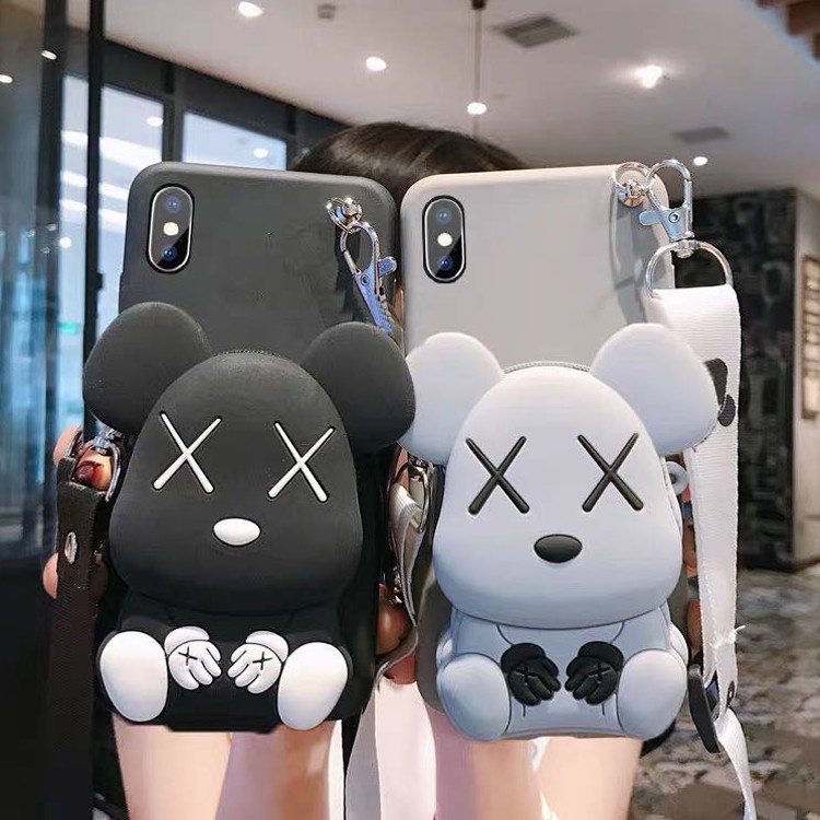 HUAWEI Y9S Y8S Y6S Y9Prime Y6Pro Y7 Y9 Y6 Y5 Y6Prime Honor 9X 20lite 8S 8C 10lite Stereo silicone Cartoon Bear wallet mobile phone protective cover Creative fashion backpack mobile phone soft shell Hanging rope anti falling mobile phone backpack shell