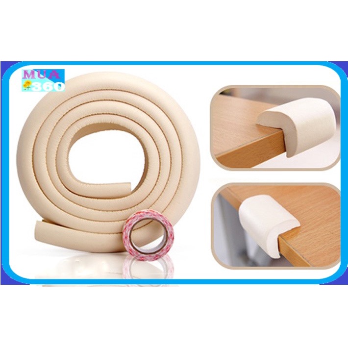 Cuộn dây xốp bọc cạnh chiều dài 2m, sử dụng đa năng bọc cạnh giường, bịt góc bàn tủ, góc bàn kính chất liệu xốp bọt biển