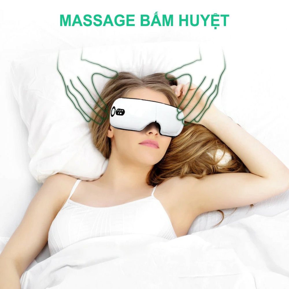 Máy massage mắt 8S cao cấp, 5 chế độ massage, chườm mắt, massage bằng túi khí 9D, rung đa tần kèm nhạc Bluetooth