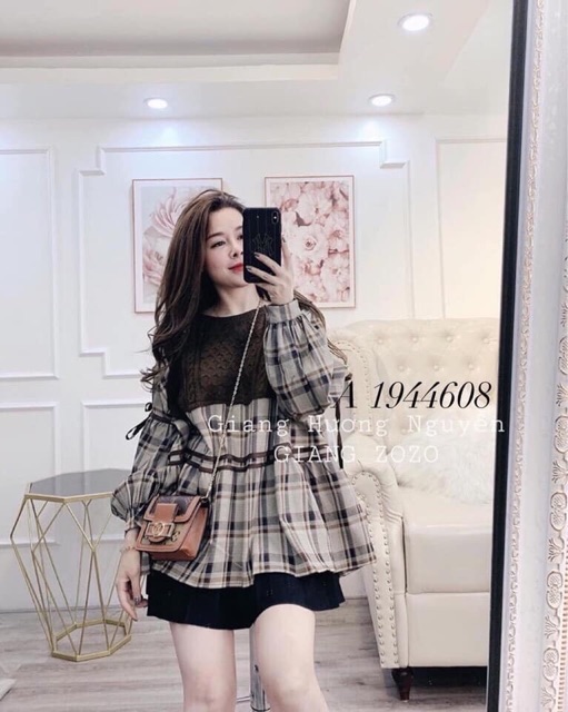 Áo babydoll kẻ pha len điệu đà | BigBuy360 - bigbuy360.vn