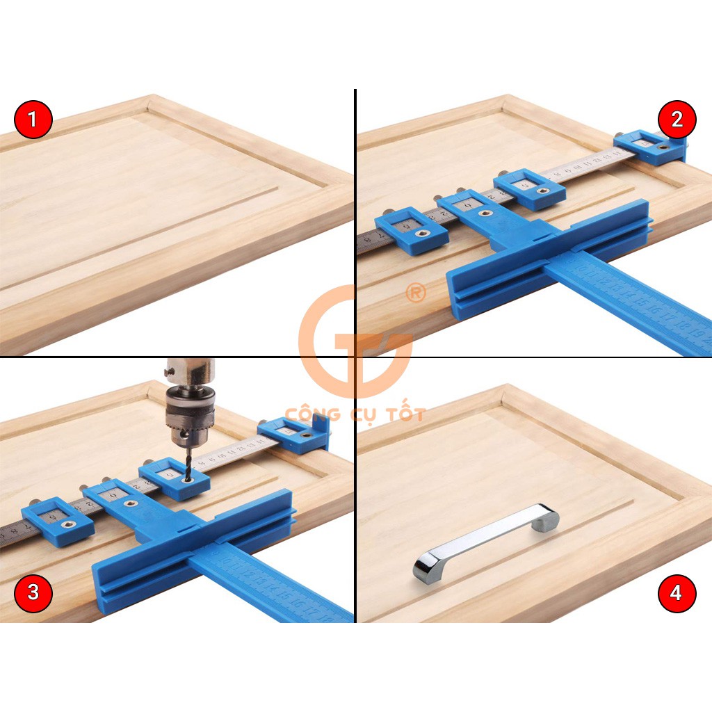 Thước định vị lỗ khoan 2 chiều - cữ khoan tay nắm