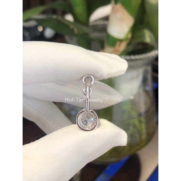 Khuyên đeo rốn bạc S925 nhập khẩu cao cấp, Khuyên rốn tròn nạm đá- Minh Tâm Jewelry