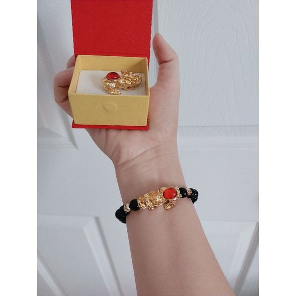 Vòng Tay Mic Tỳ Hưu Cõng Ngọc Đỏ Chiêu Tài Lộc