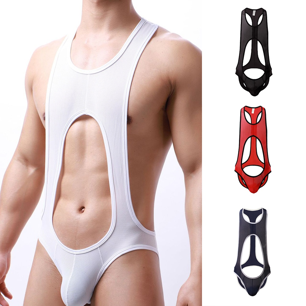 Sexy Men Jockstrap Boxer Leotard Underwear Wrestling Singlet Bodysuit Sportswear