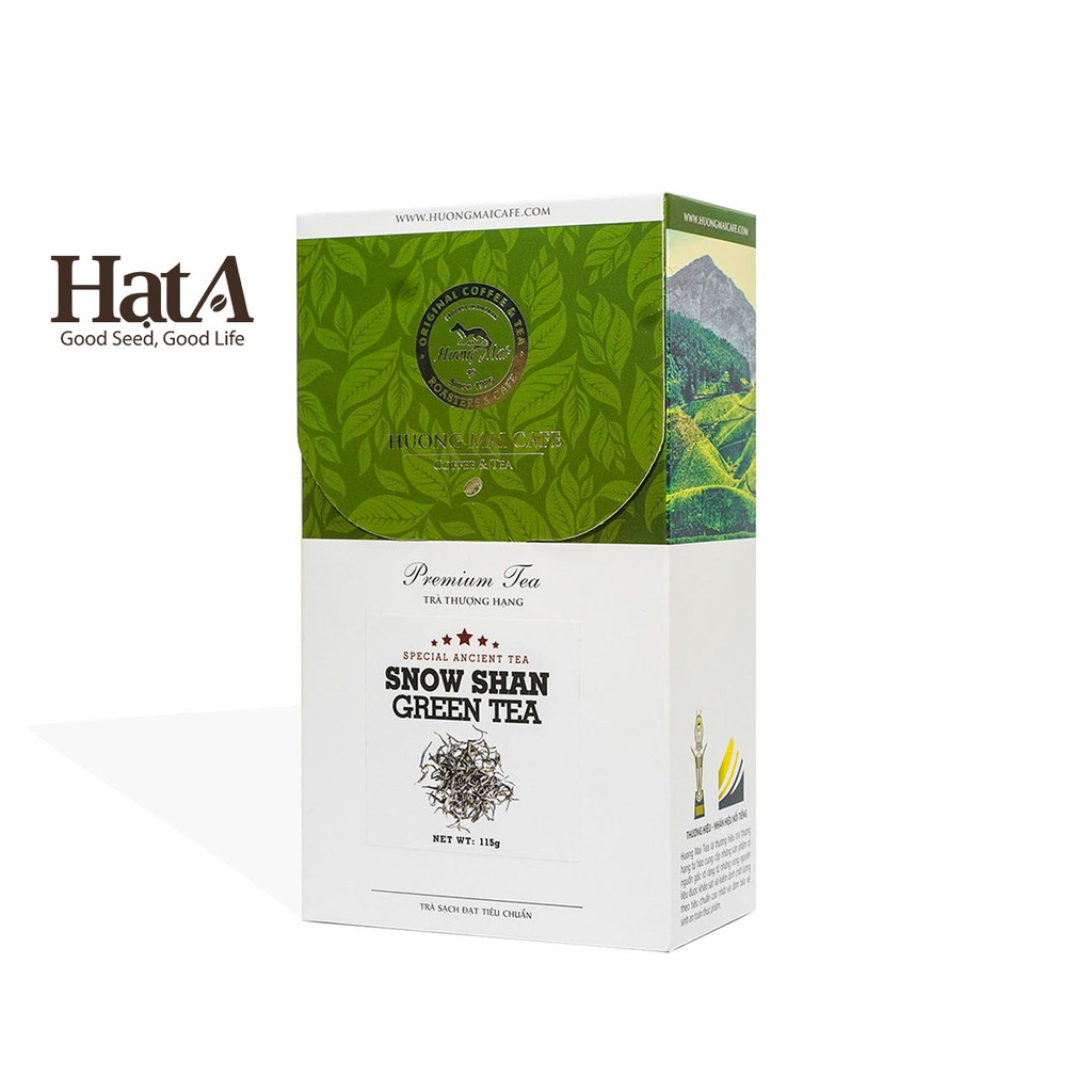 Trà san tuyết Suối Giàng thượng hạng Hương Mai Cafe Premium Snow Shan Green Tea 100% lá trà non núi cao 115gr