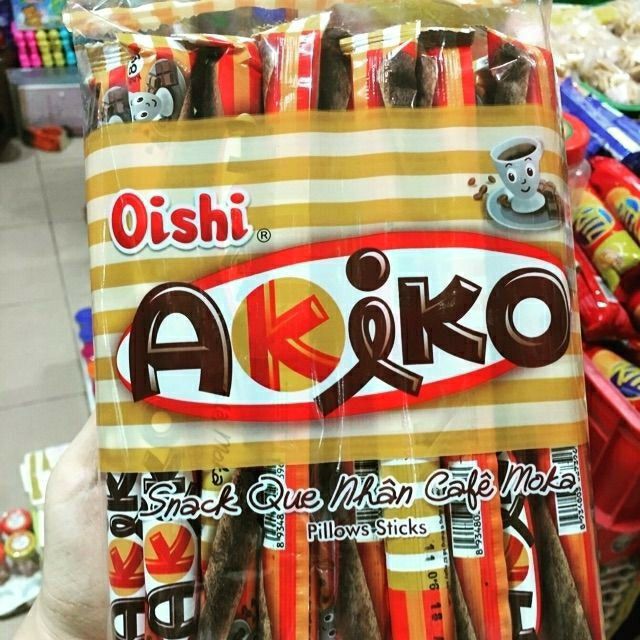 10 Bịch bánh que Akiko. Mỗi bịch gồm 20 que bánh ống nhân kem Akiko của oshi có 6 vị