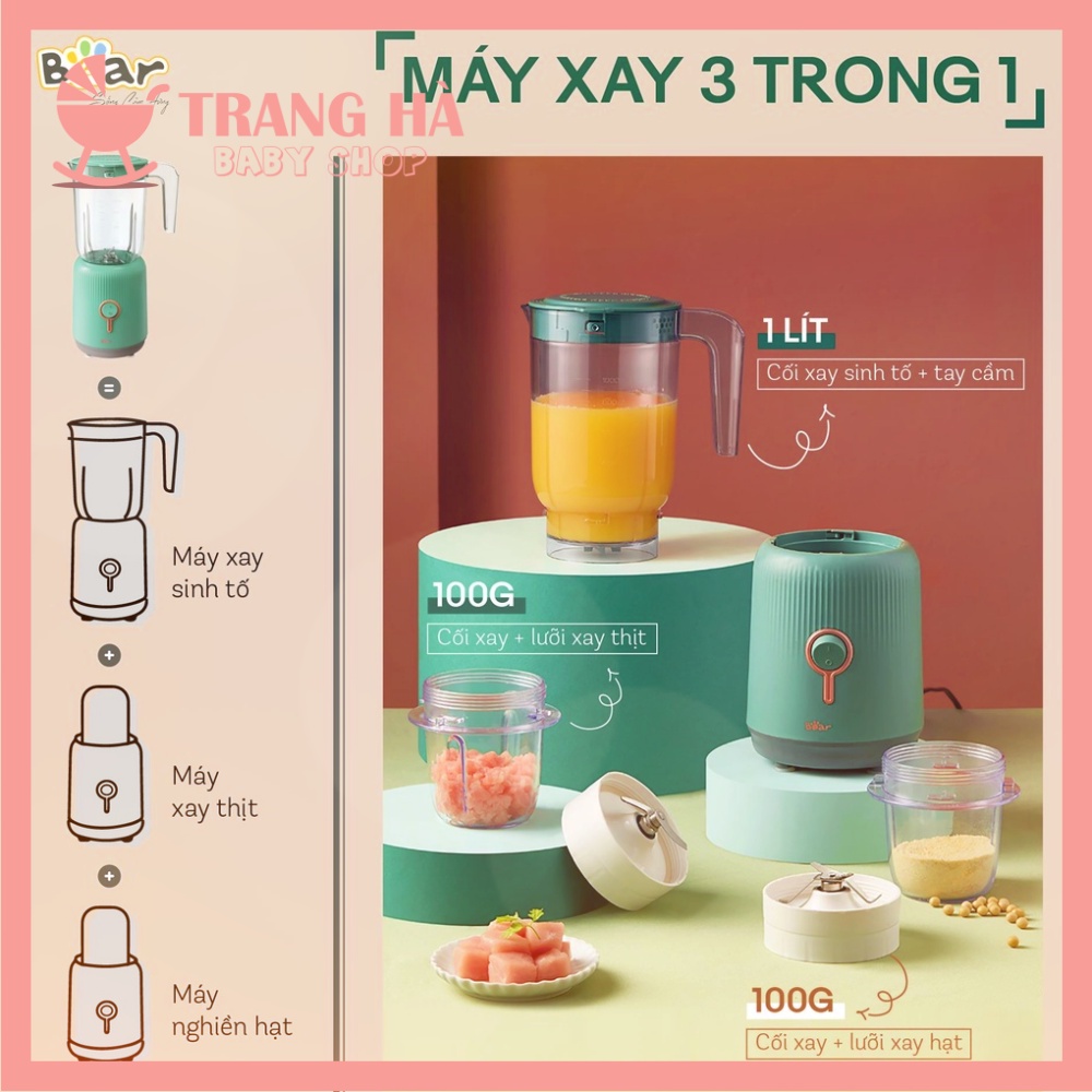 Máy Xay Đa Năng 3 Cối BEAR Bản Quốc Tế BL-B10V2 Bảo Hành 18 Tháng (1 Cối Xay Sinh Tố 1L,1 Cối Xay Thịt Và 1 Cối Xay Khô)