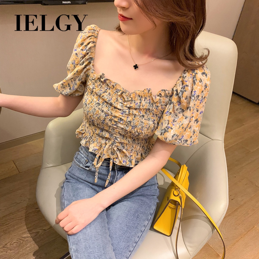 IELGY Áo Voan Tay Ngắn Thời Trang Dành Cho Nữ