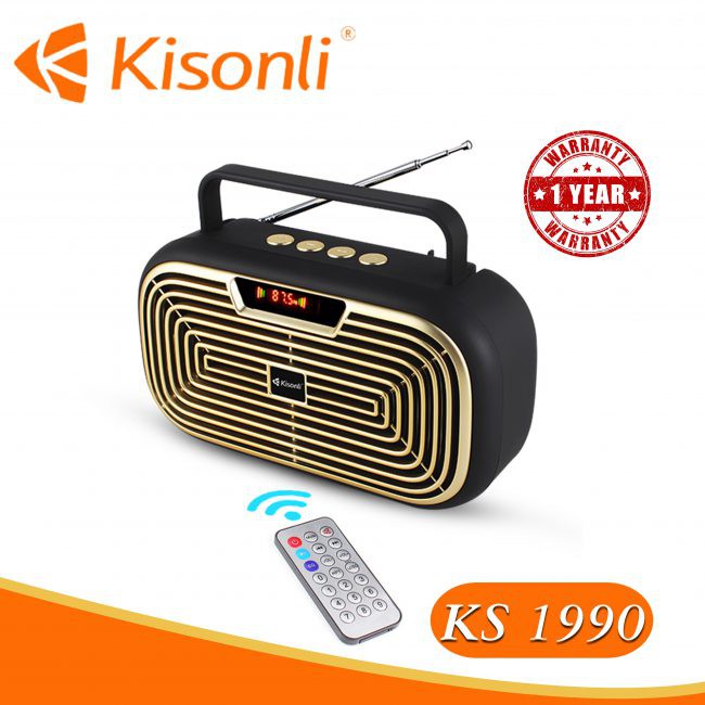 [HÀNG CHÍNH HÃNG] Loa Bluetooth Kisonli KS 1990 - Hỗ trợ thẻ nhớ, Bass trầm ấm, Đài FM, Có Remote, LCD