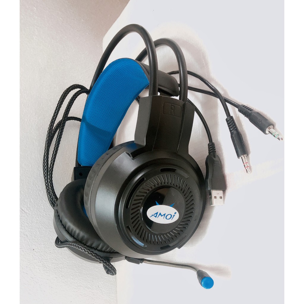 Tai nghe chụp tai có mic AMOI PC68, có dây LED nhiều màu, âm thanh sắc net, siêu bass, chuyên chơi game