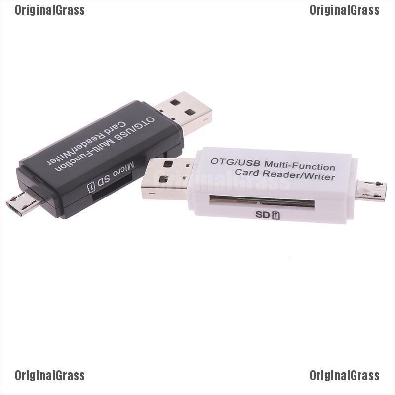 Đầu đọc thẻ nhớ usb 2.0 otg micro usb 2 trong 1 dành cho pc/điện thoại thẻ s&d tf card