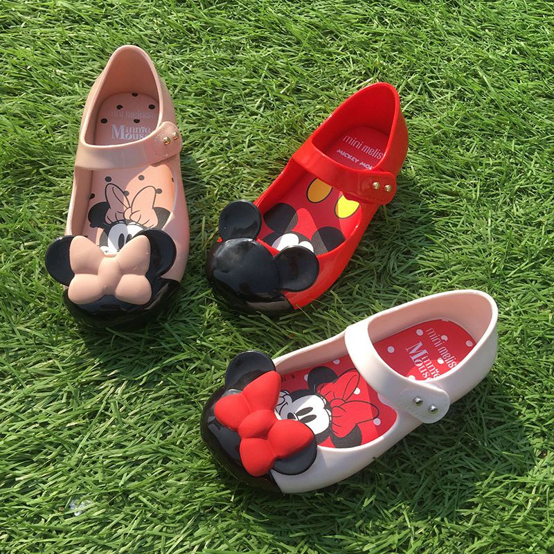 DISNEY Xăng đan Nhựa Dẻo Gắn Nơ Hình Chuột Mickey/Minnie Xinh Xắn Cho Bé Gái