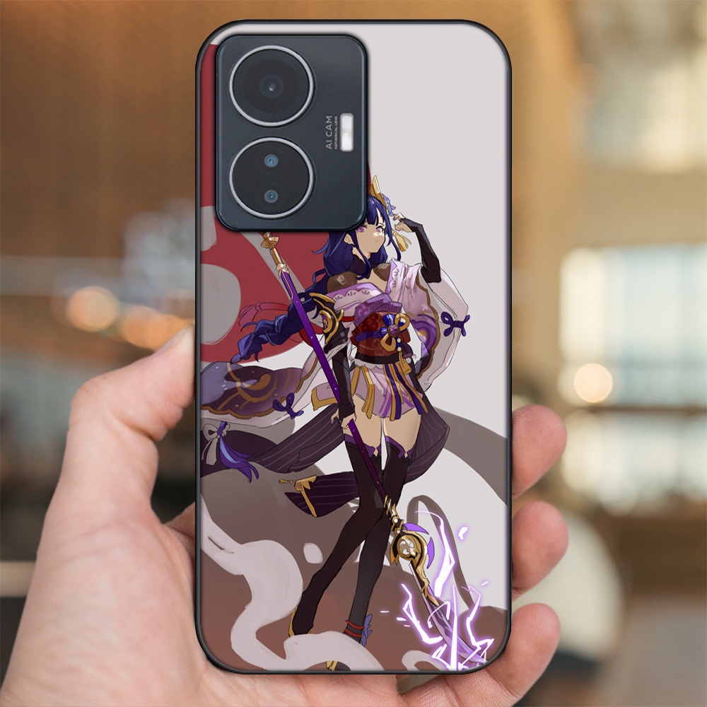 Ốp lưng Vivo Y55 2022 viền đen in hình Raiden Shogun Genshin Impact