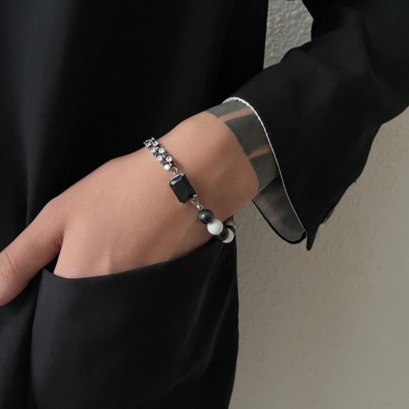 Vòng tay hạt đính đá lấp lánh siêu bling nối xích freesize