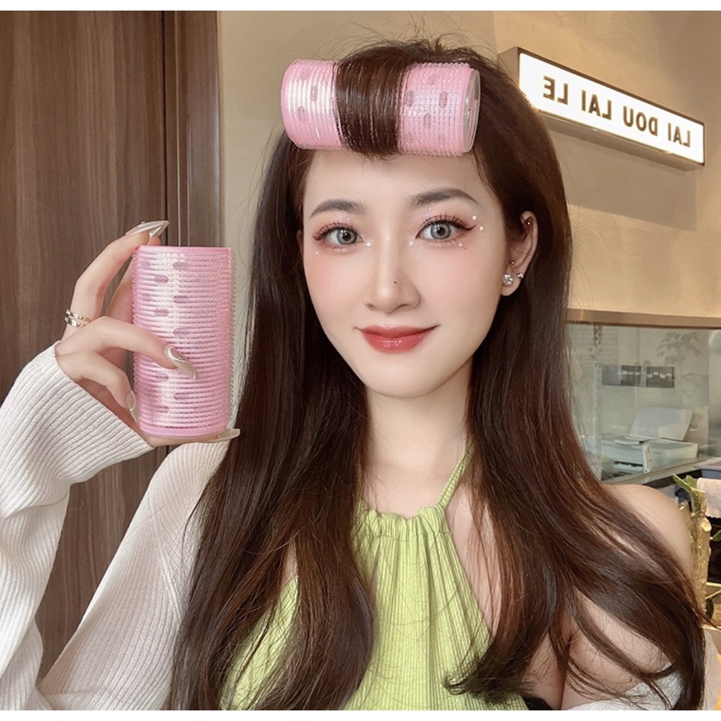 Lô cuốn uốn tóc mái bay LÕI NHÔM SIÊU TO kẹp làm phồng chân tóc sóng nước quấn xoăn tự dính  size lớn 11cm,