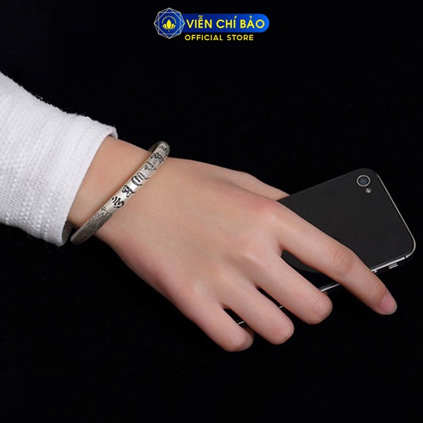 Vòng tay Lục Tự Đại Minh Chú chất liệu bạc Thái 925 phong cách cổ điển thương hiệu Viễn Chí Bảo L100157