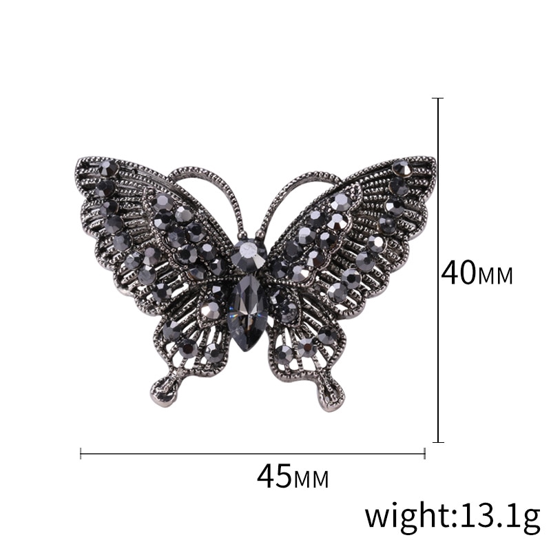 Ghim cài áo hình bươm bướm đính kim cương pha lê giả thời trang dành cho nữ