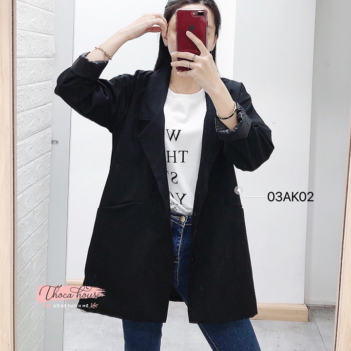 Blazer nữ khoác vest 2 lớp có lót đen túi mổ THOCA HOUSE phù hợp đi làm công sở, sự kiện, đi học, đi chơi