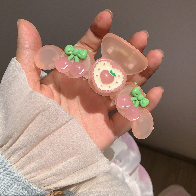 Kẹp Tóc Hình Cá Mập Màu Hồng/Cherry Thời Trang Mùa Hè Xinh Xắn Cho Bé Gái