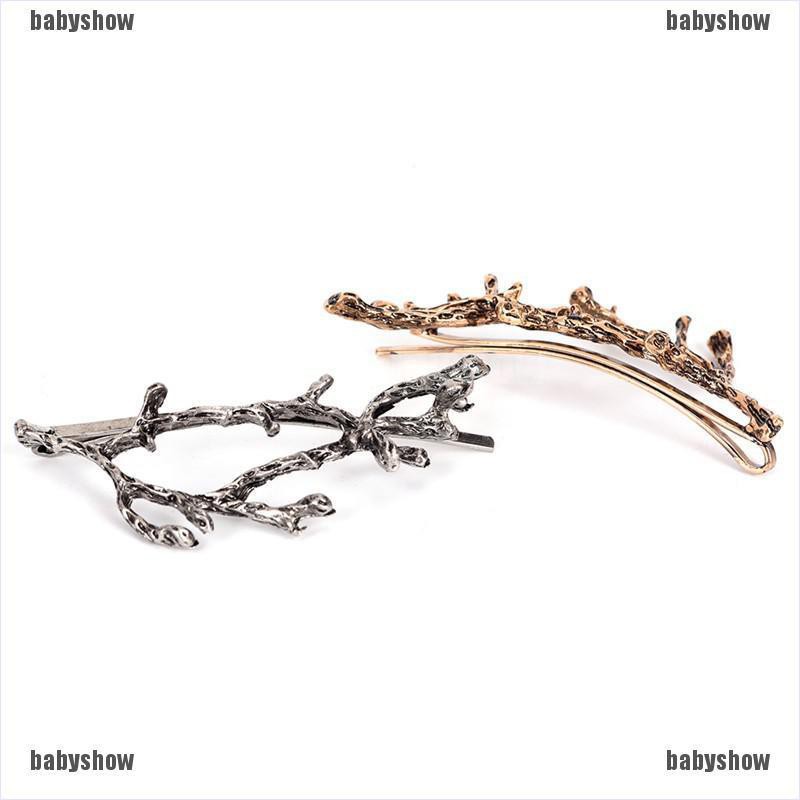 ❤ Kẹp Tóc Kim Loại Xi Vàng / Bạc Hình Cành Cây
