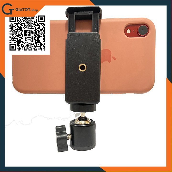 Trụ bi cầu xoay 360 và đầu kẹp điền thoại 2 đầu dành cho các loại tripod chân đèn livestream